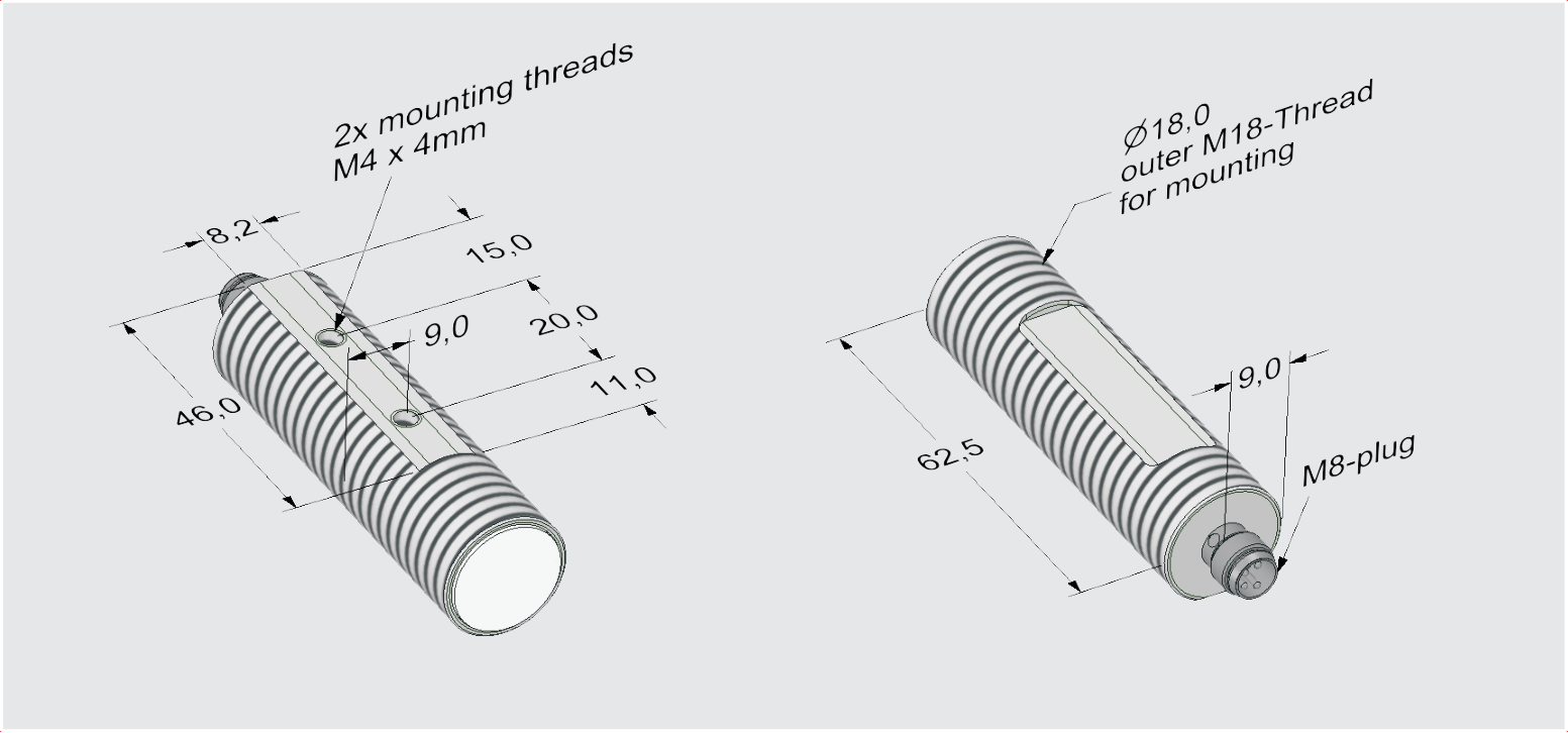Maßzeichnung POWER-PIN-M18