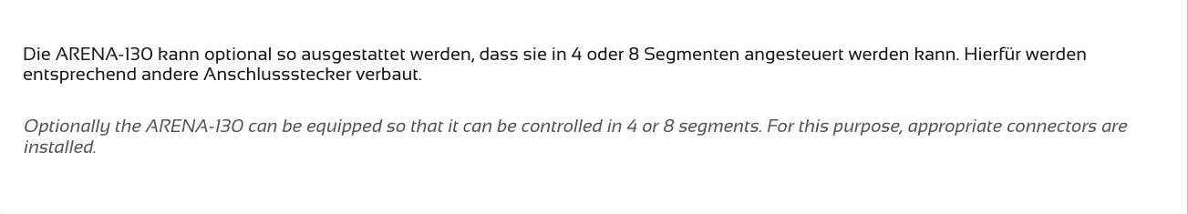 Ausführungen und Segmentsteuerung – ARENA-130, Original Seite 4