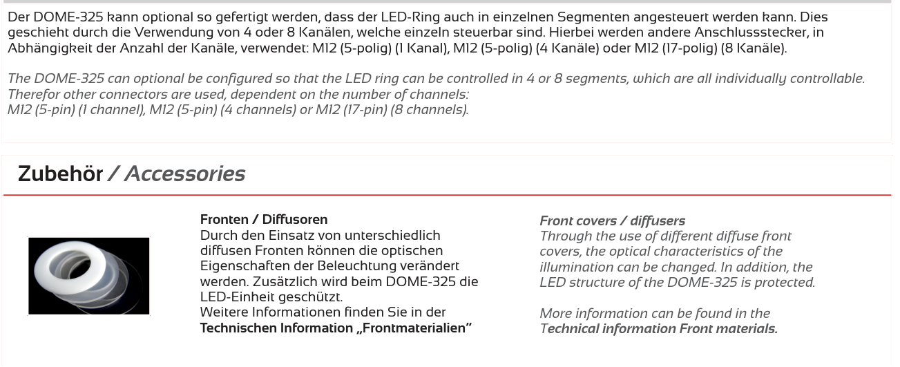 Ausführungen und Segmentsteuerung – DOME-325, Original Seite 3
