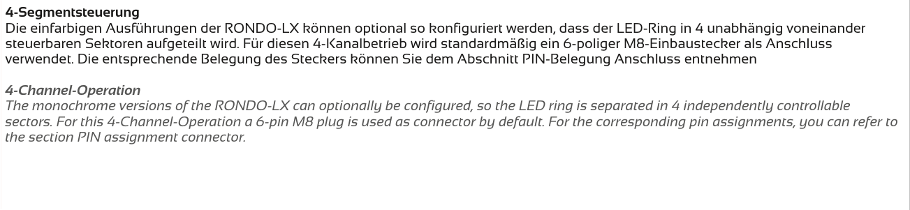 Ausführungen und Segmentsteuerung – RONDO-LX, Original Seite 4