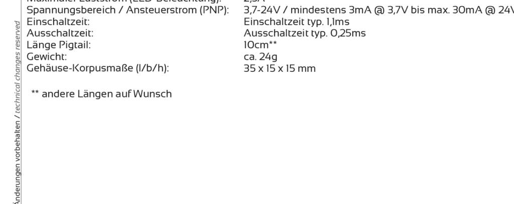 Maßzeichnung I-SWITCH